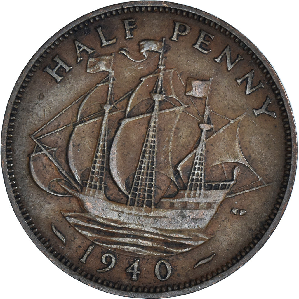 Coin, Great Britain, George VI, 1/2 Penny, 1940, EF(40-45), Bronze, KM:844