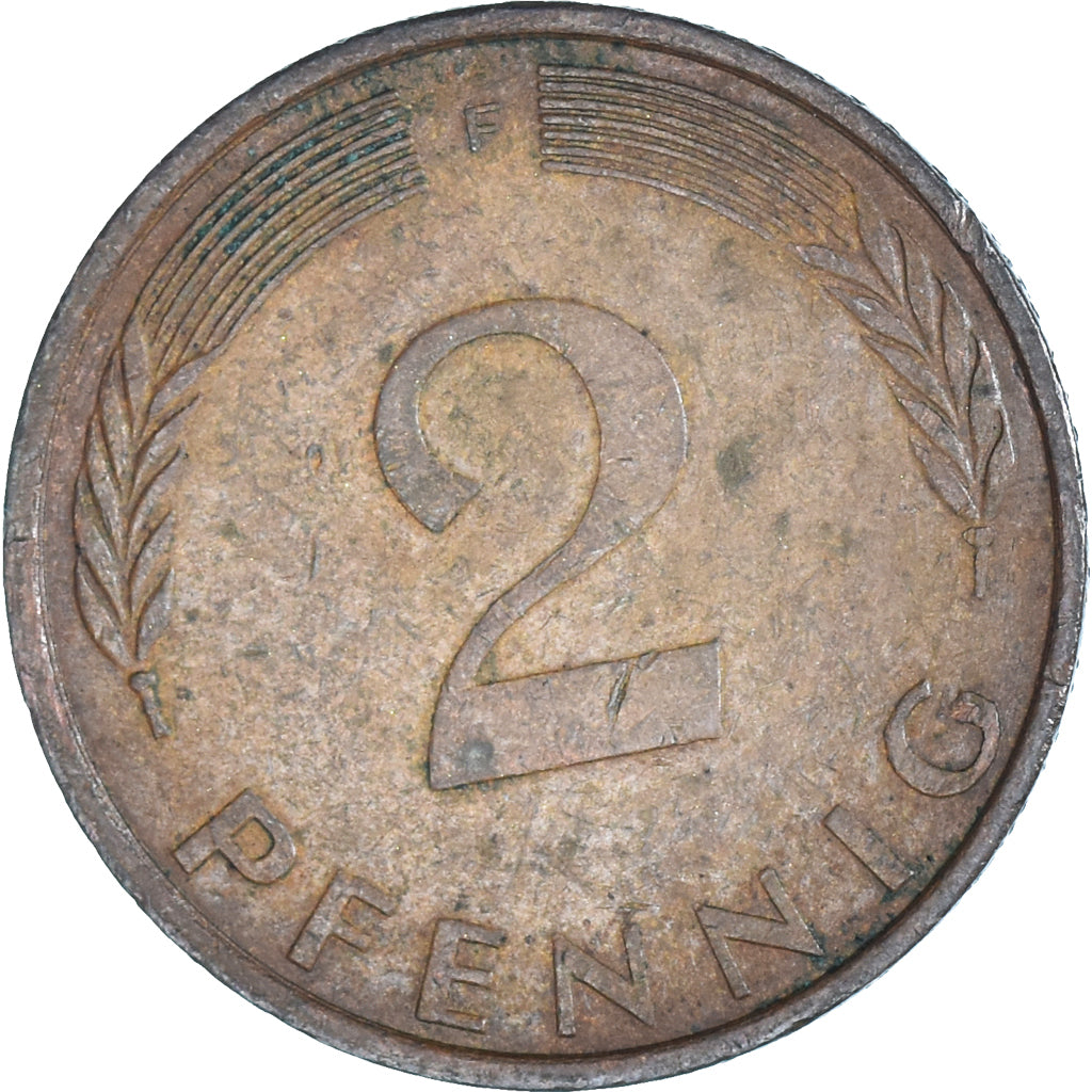 Moneda, ALEMANIA - REPÚBLICA FEDERAL, 2 Pfennig, 1971, Stuttgart, BC+, Cobre