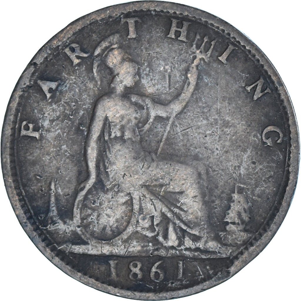 Coin, Great Britain, Victoria, Farthing, 1861, VF(20-25), Bronze, KM:747.2