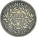 Moneta, Tunisia, Anonymous, 2 Francs, 1924, Paris, EF(40-45), Aluminium-Brąz