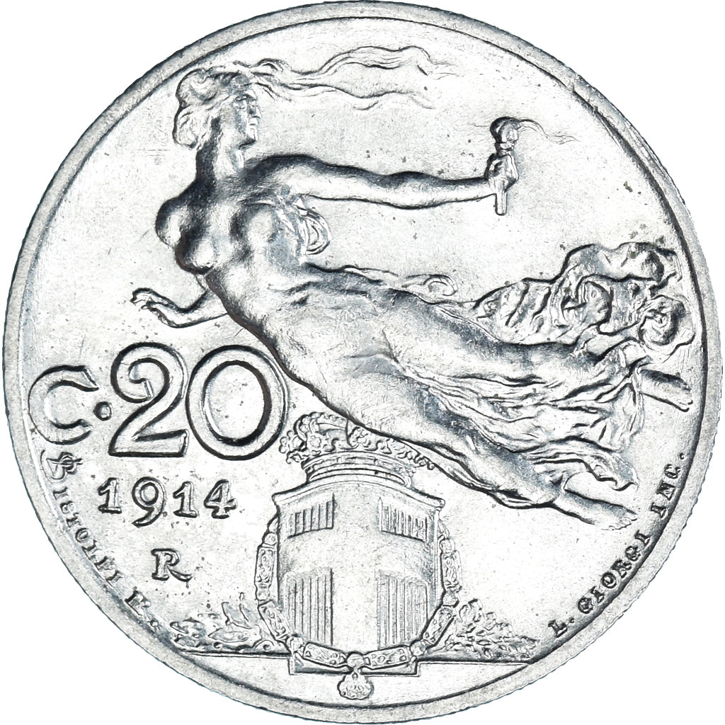 Coin, Italy, 20 Centesimi, 1914, Rome, MS(63), Nickel, KM:44