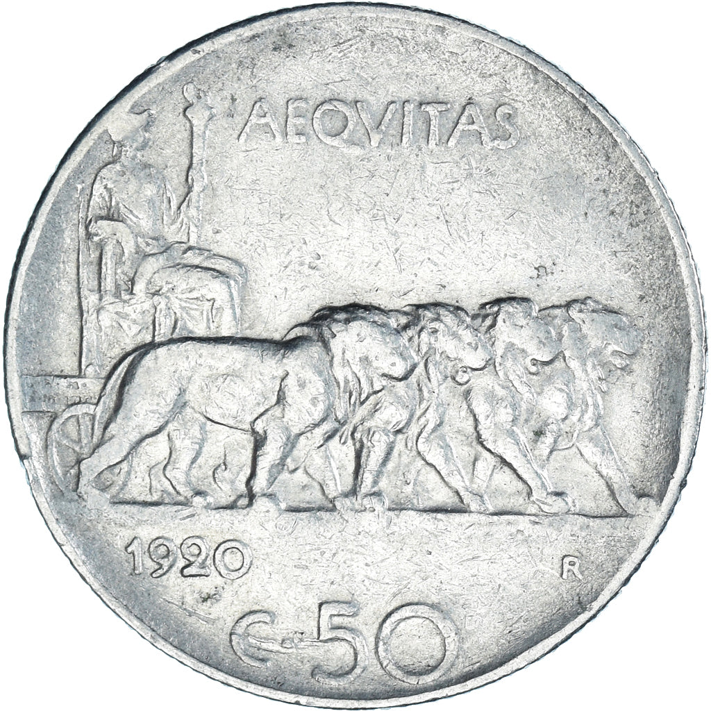Coin, Italy, Vittorio Emanuele III, 50 Centesimi, 1920, Rome, VF(30-35), Nickel
