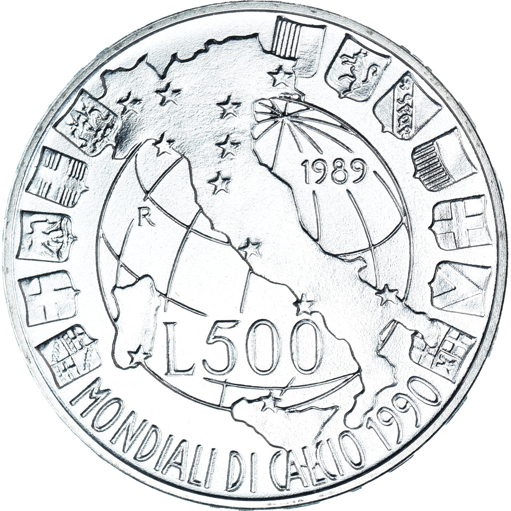 Coin, Italy, 500 Lire, 1989, Rome, FDC, MS(65-70), Silver, KM:134