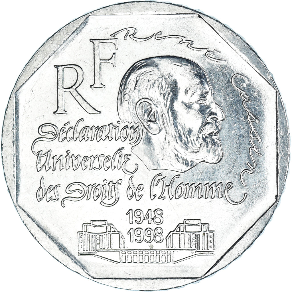 Coin, France, René Cassin, 2 Francs, 1998, Paris, MS(63), Nickel, KM:1213
