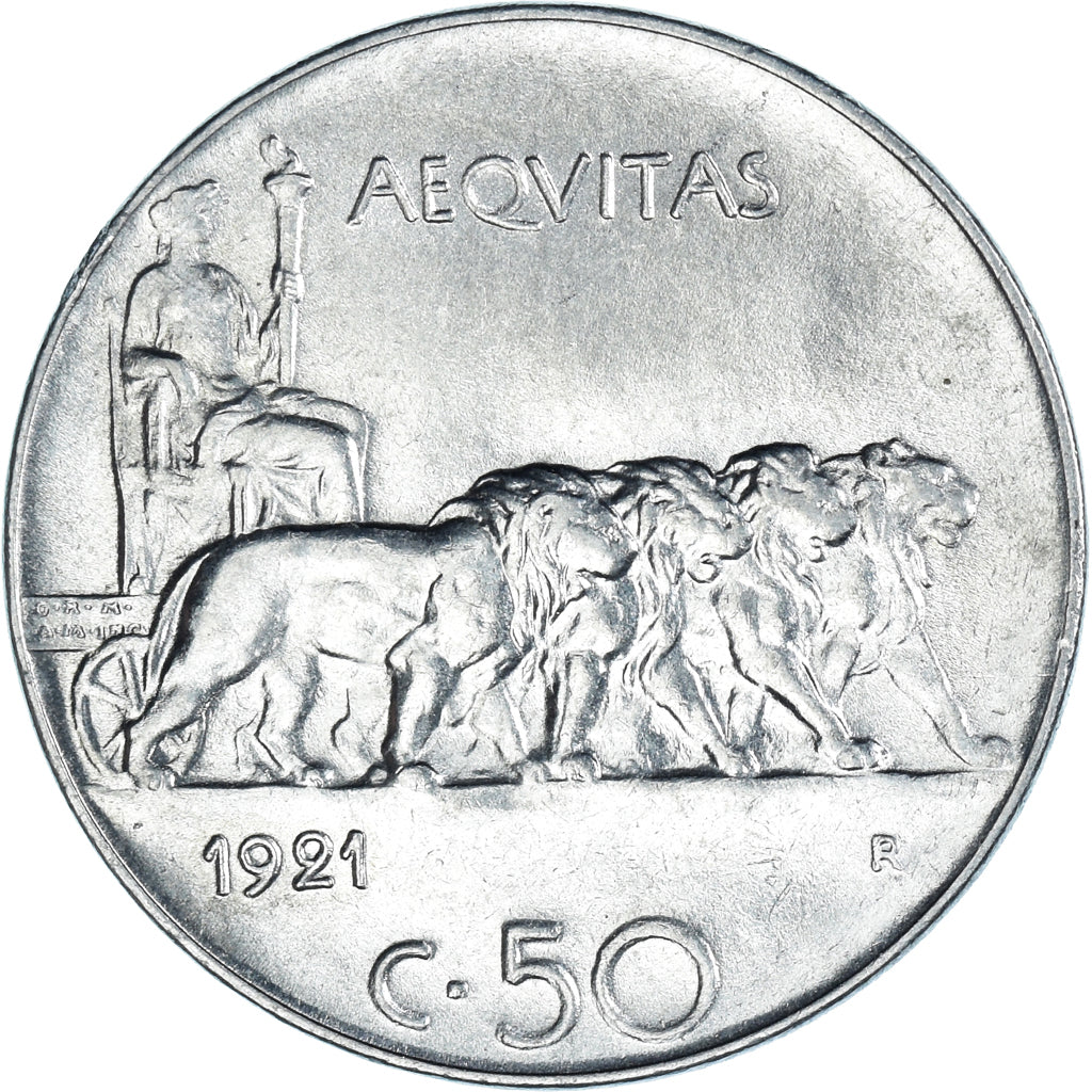 Coin, Italy, Vittorio Emanuele III, 50 Centesimi, 1921, Rome, MS(63), Nickel