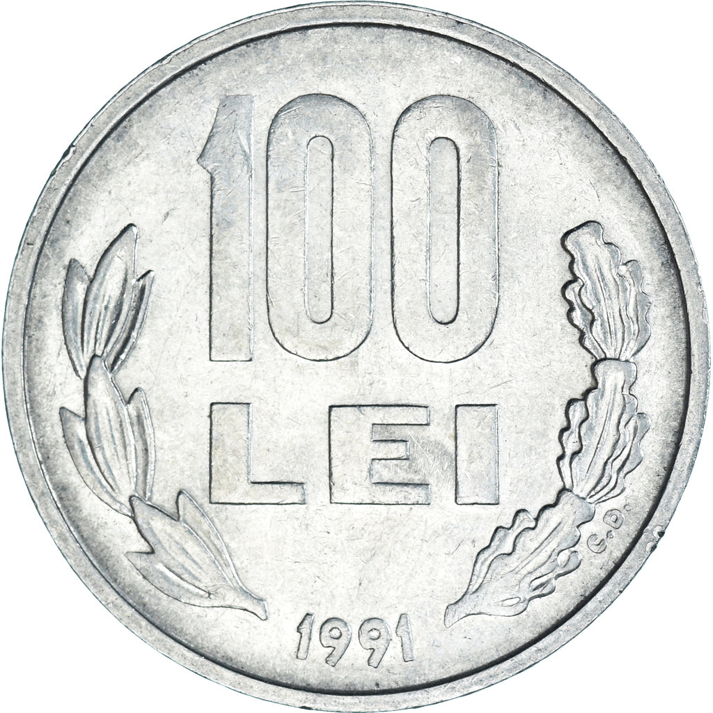 Coin, Romania, 100 Lei, 1991, AU(50-53), Nickel plated steel, KM:111