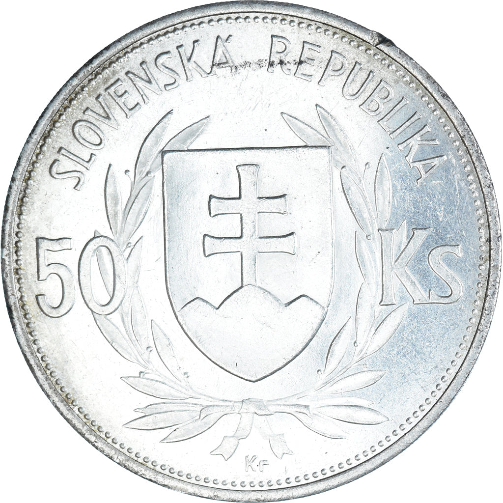 Coin, Slovakia, 50 Korun, 1944, AU(50-53), Silver, KM:10