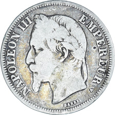 Munten, Frankrijk, Napoleon III, 2 Francs, 1869, Paris, ZG+, Zilver, KM:807.1