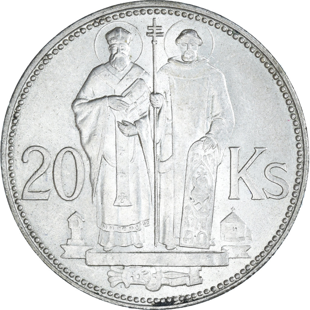 Coin, Slovakia, 20 Korun, 1941, simple cross, MS(63), Silver, KM:7.1