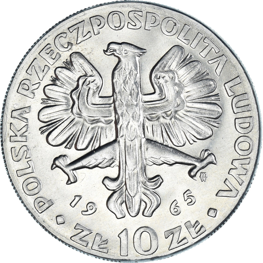Munten, Polen, 10 Zlotych, 1965, Warsaw, 700th Anniversary - Warsaw, Nike, UNC-