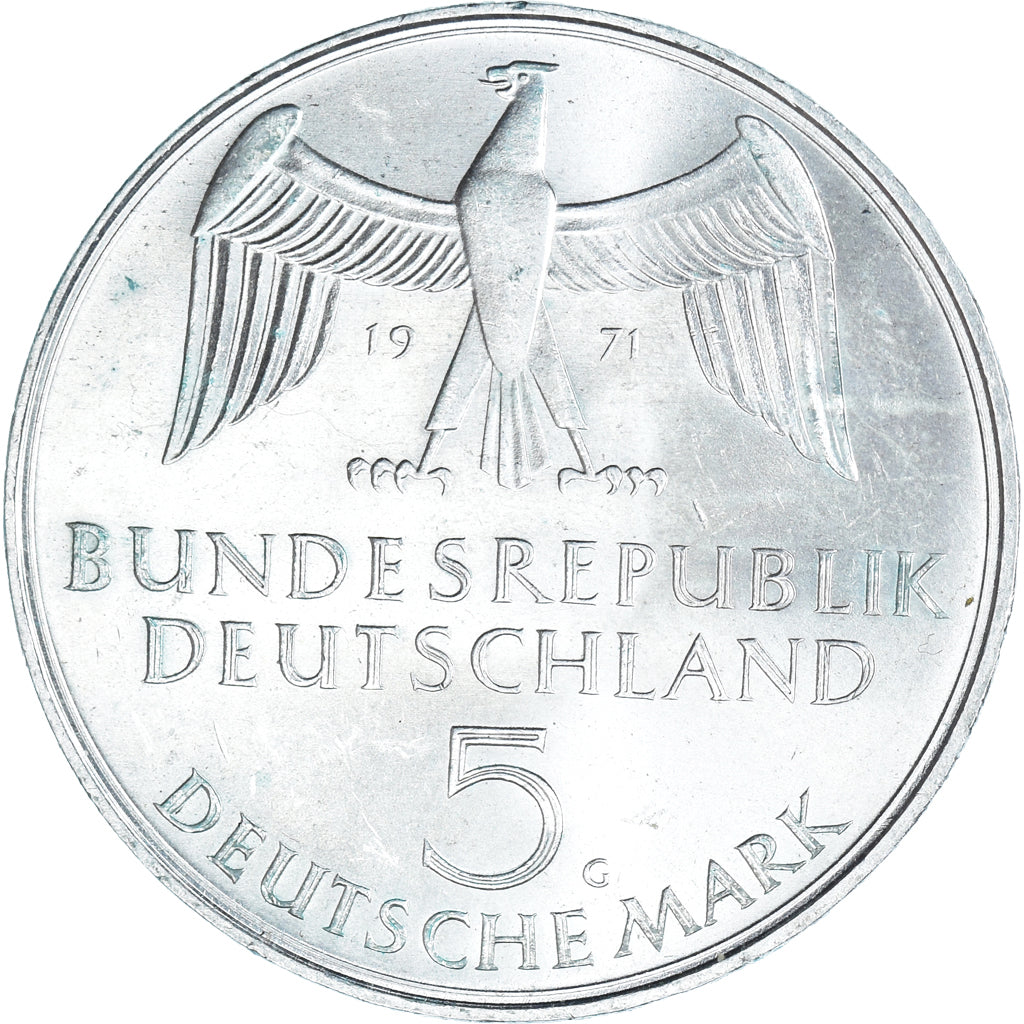 Moneda, ALEMANIA - REPÚBLICA FEDERAL, 5 Mark, 1971, Karlsruhe, Germany, MBC