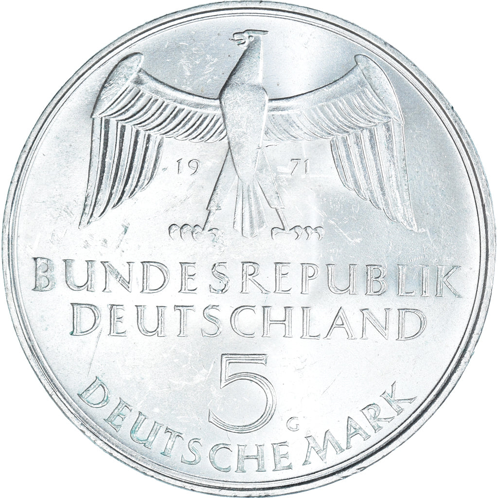 Moneta, GERMANIA - REPUBBLICA FEDERALE, 5 Mark, 1971, Karlsruhe, Germany, BB