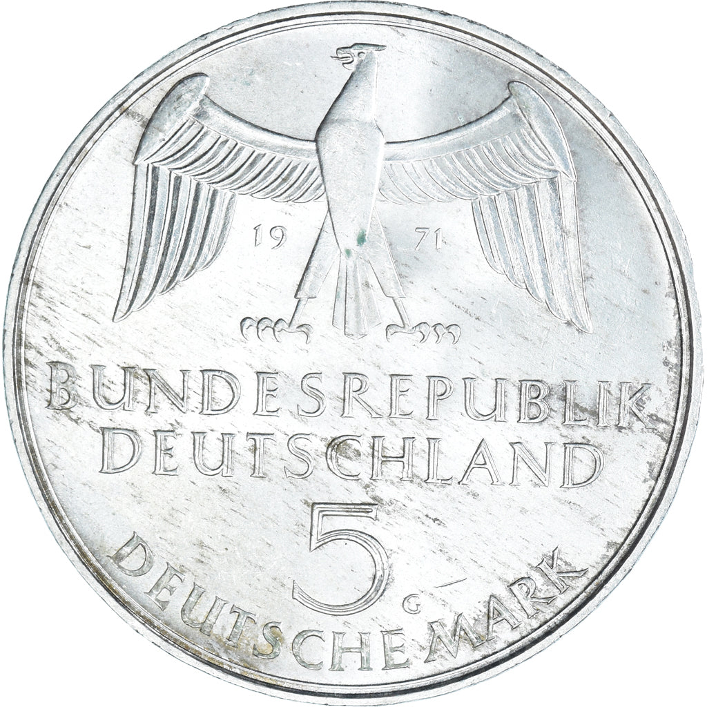 Coin, GERMANY - FEDERAL REPUBLIC, 5 Mark, 1971, Karlsruhe, Germany, EF(40-45)