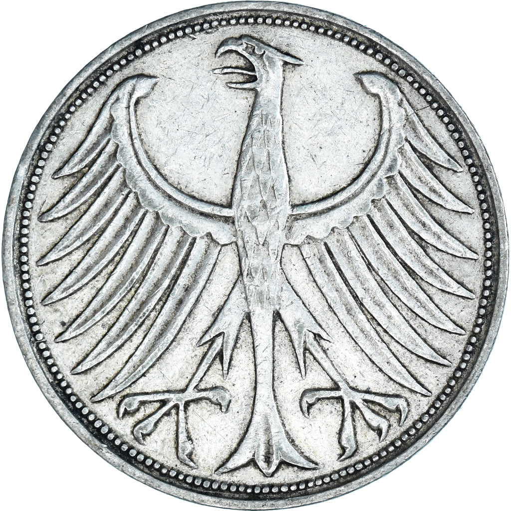 Coin, GERMANY - FEDERAL REPUBLIC, 5 Mark, 1956, Hambourg, EF(40-45), Silver