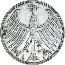 Coin, GERMANY - FEDERAL REPUBLIC, 5 Mark, 1957, Stuttgart, EF(40-45), Silver