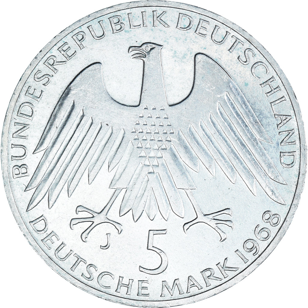 Moneta, GERMANIA - REPUBBLICA FEDERALE, 5 Mark, 1968, Hamburg, Germany, BB