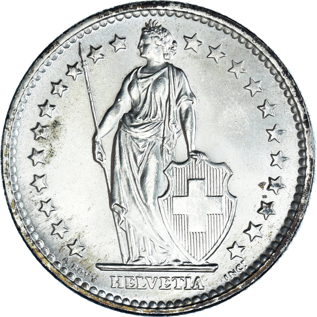 Coin, Switzerland, 2 Francs, 1967, Bern, MS(64), Silver, KM:21