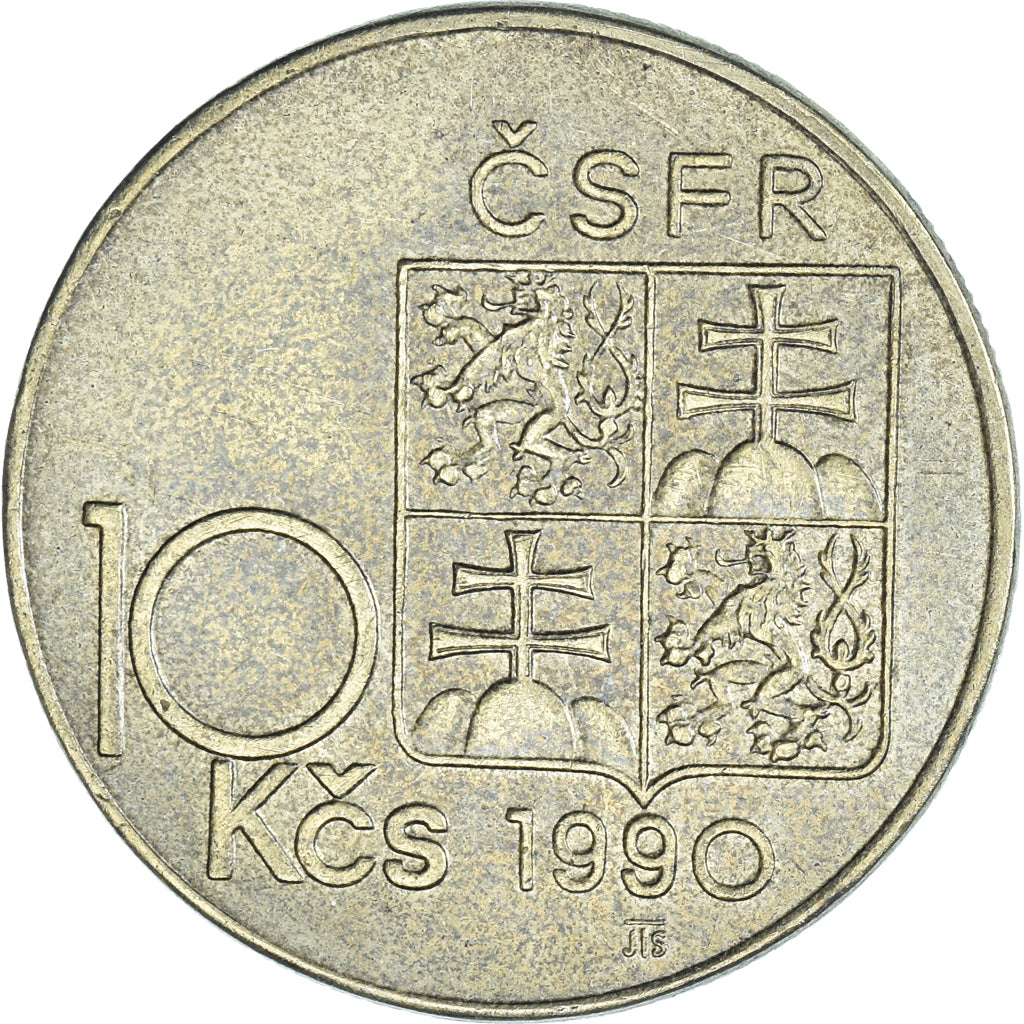 Münze, Tschechoslowakei, 10 Korun, 1990, Thomas G. Masaryk.