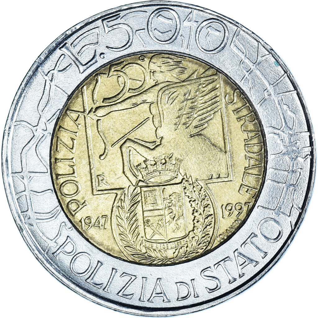 Coin, Italy, 500 Lire, 1997, Rome, AU(50-53), Bi-Metallic, KM:187