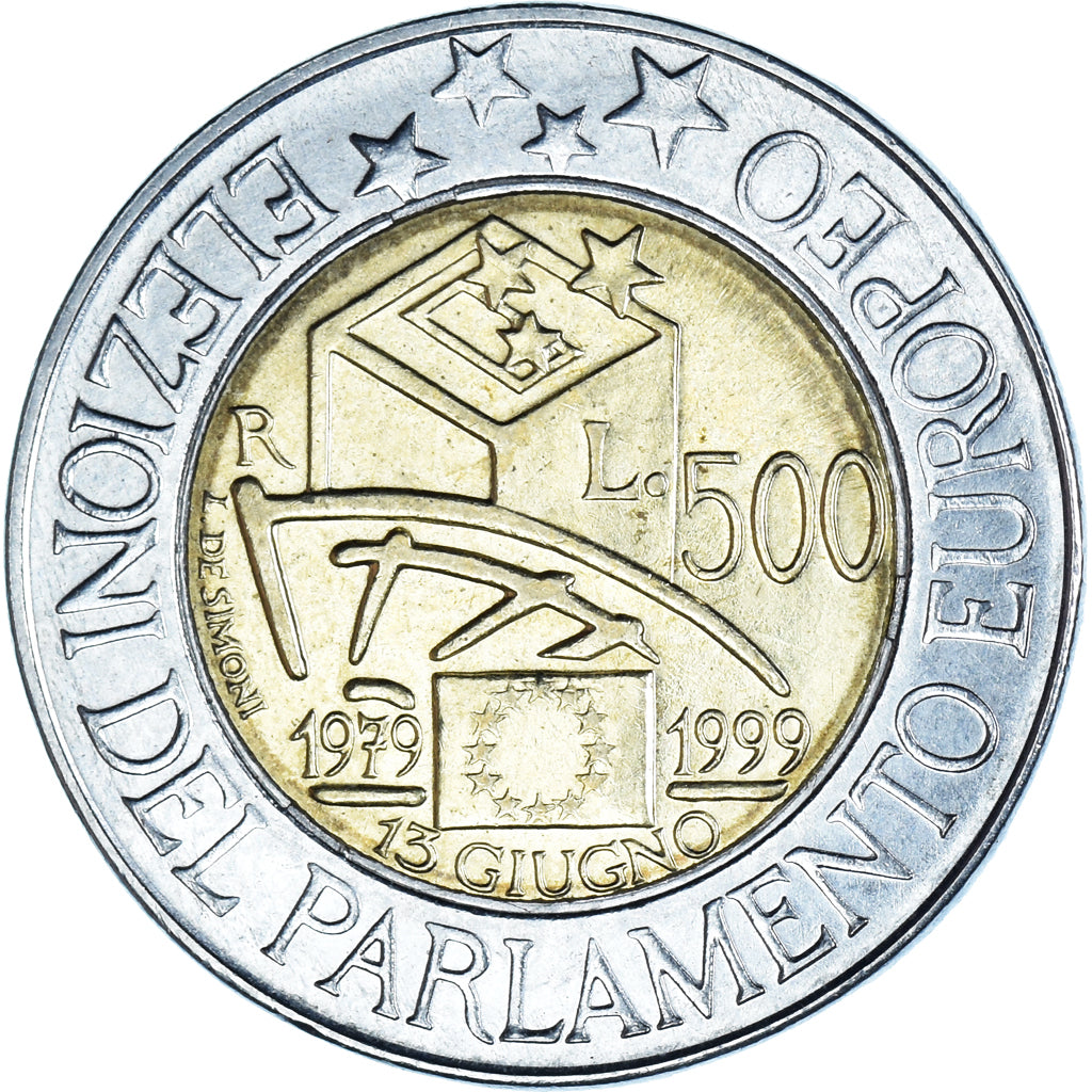Coin, Italy, 500 Lire, 1999, Rome, EF(40-45), Bi-Metallic, KM:203