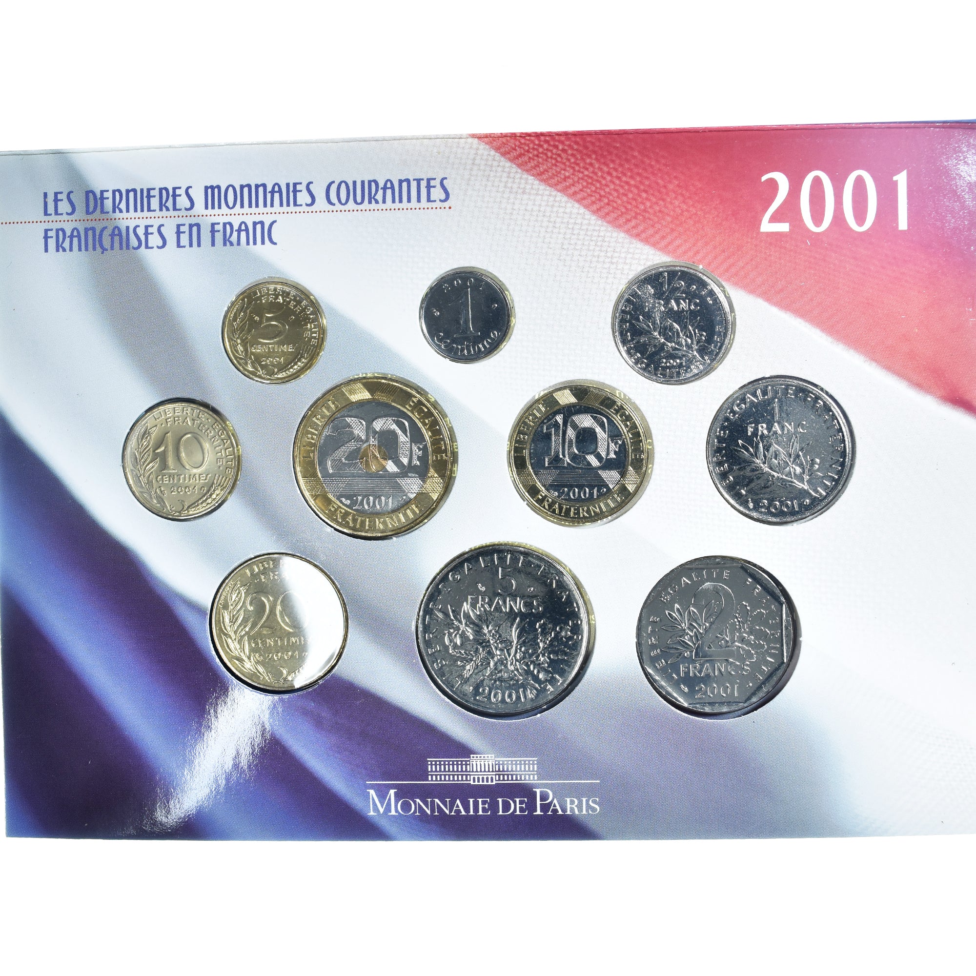 Münze, Frankreich, Coffret 1 c. à 20 frs., 2001, Monnaie de Paris, FDC.BU