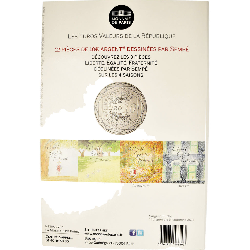 France, 10 Euro, Liberté Eté Sempé, 2014, Paris, LIBERTÉ ETÉ SEMPÉ