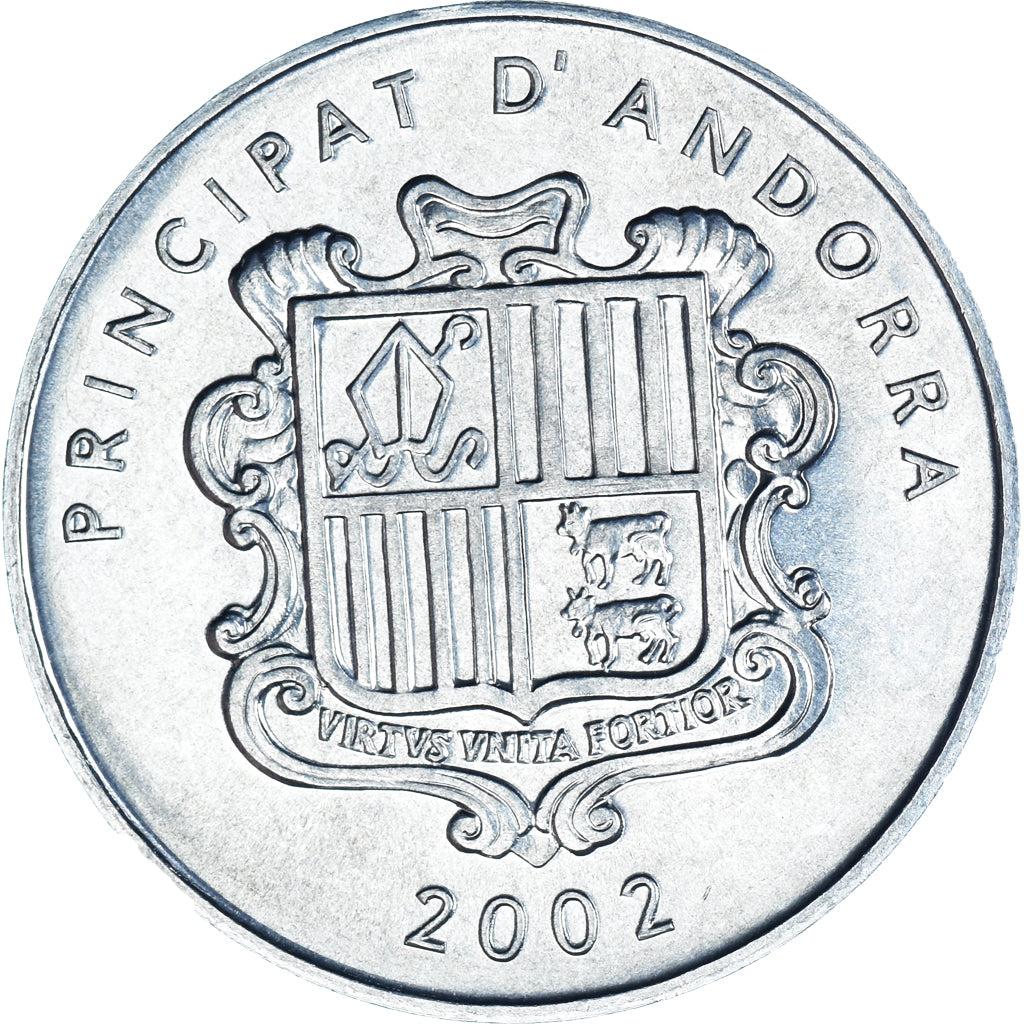 Coin, Andorra, Centim, 2002, Charlemagne, MS(63), Aluminum, KM:176