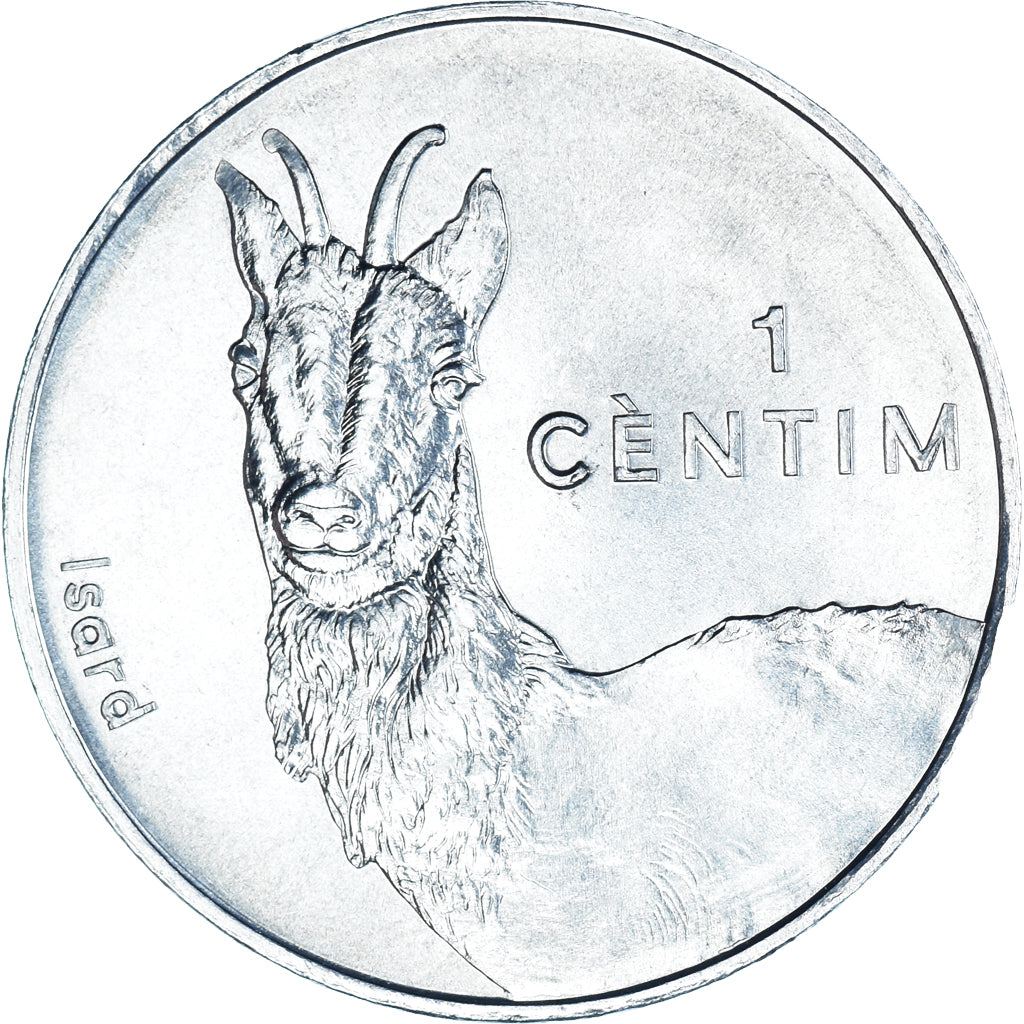 Coin, Andorra, Centim, 2002, Isard, MS(63), Aluminum, KM:177