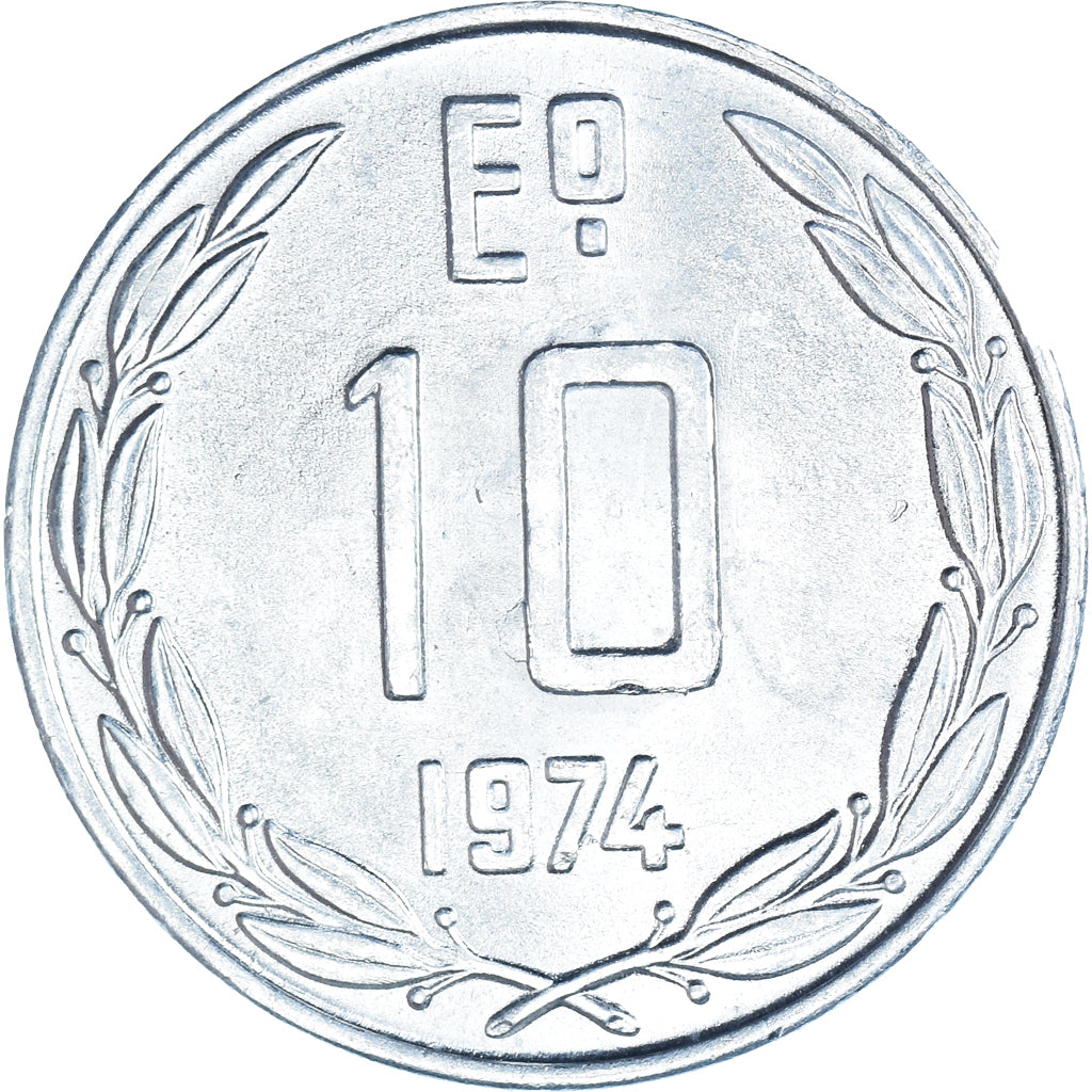 Coin, Chile, 10 Escudos, 1974, MS(63), Aluminum, KM:200
