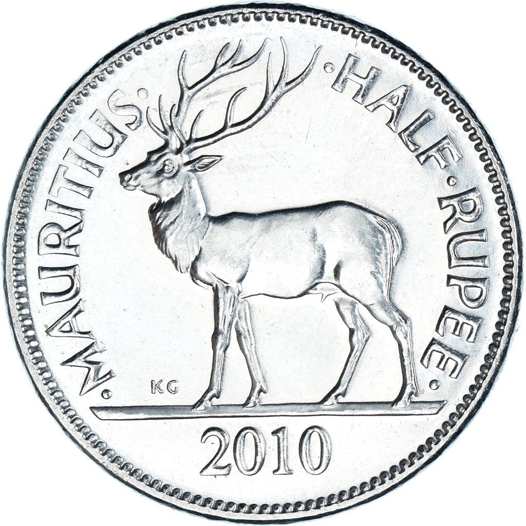 Monnaie, Maurice, 1/2 Rupee, 2010, TTB, Nickel plaqué acier, KM:54