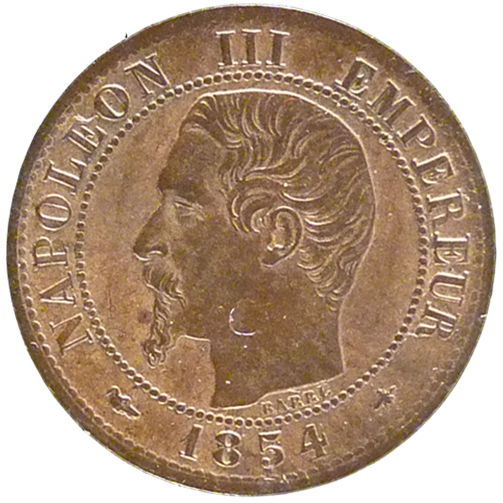FRANCE, Napoléon III, Centime, 1854, Strasbourg, KM #775.3, MS(60-62), Bronze, G