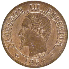 FRANCE, Napoléon III, Centime, 1854, Strasbourg, KM #775.3, MS(60-62), Bronze, G
