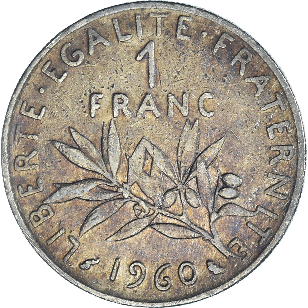 Moneta, Francja, Semeuse, Franc, 1960, Paris, VF(20-25), Nikiel, KM:925.2