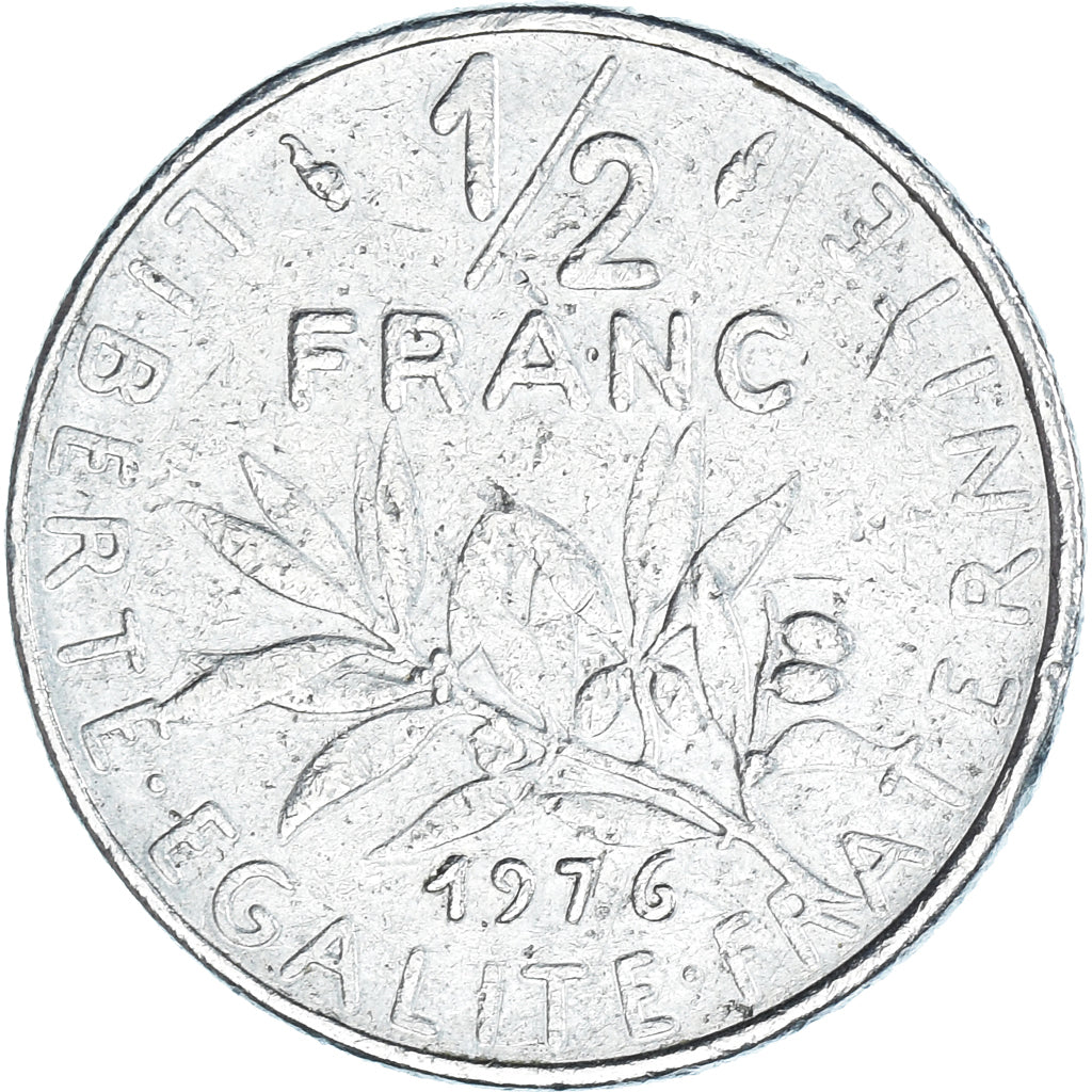 Moneta, Francia, Semeuse, 1/2 Franc, 1976, Paris, MB+, Nichel, KM:931.1