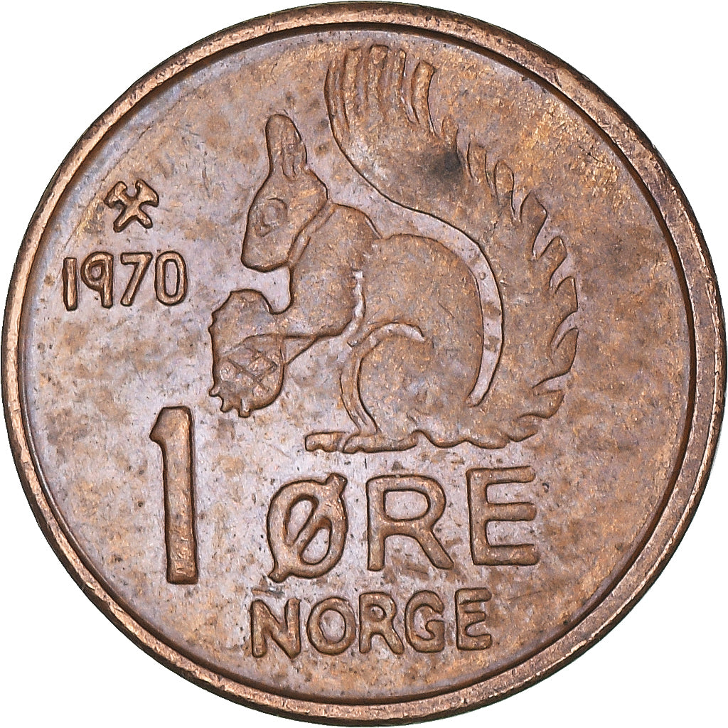 Munten, Noorwegen, Olav V, Ore, 1970, ZF+, Bronzen, KM:403