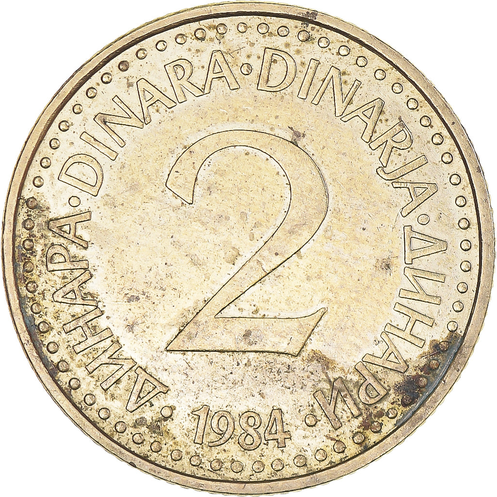 Munten, Joegoslaviëe, 2 Dinara, 1984, FR+, Nickel-brass, KM:87
