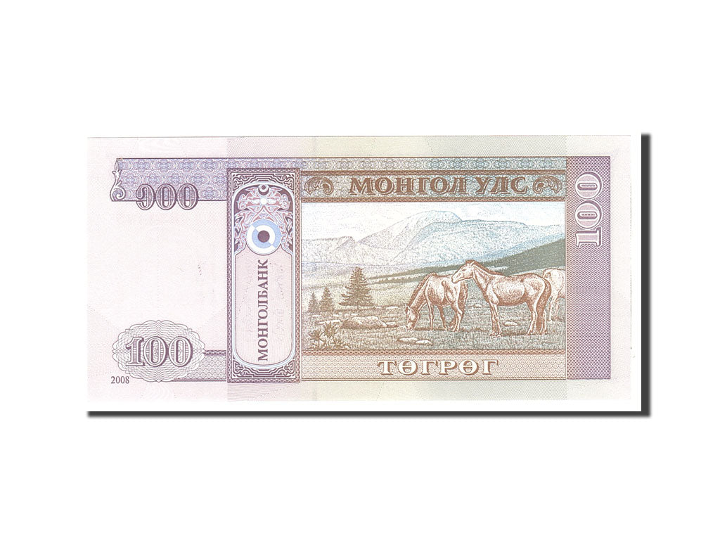 Banknot, Mongolia, 100 Tugrik, 2008, Undated, KM:65b, UNC(65-70)