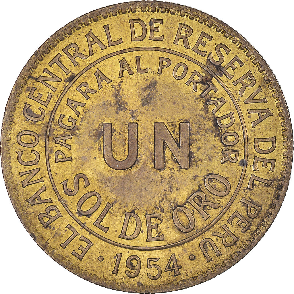 Monnaie, Pérou, Sol, 1954, TTB, Laiton, KM:222