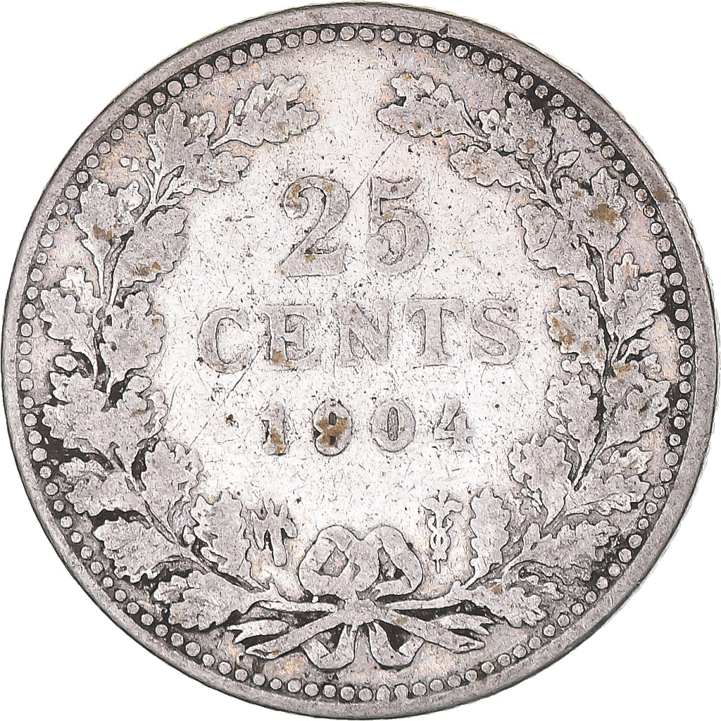 Münze, Niederlande, Wilhelmina I, 25 Cents, 1904, Utrecht, S, Silber, KM:120.2