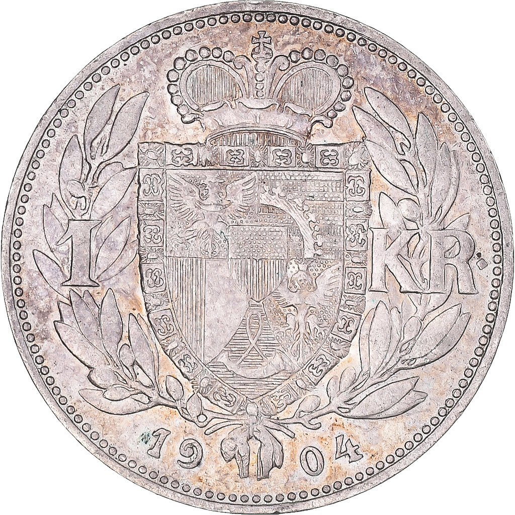 Coin, Liechtenstein, Prince John II, Krone, 1904, Bern, EF(40-45), Silver, KM:2