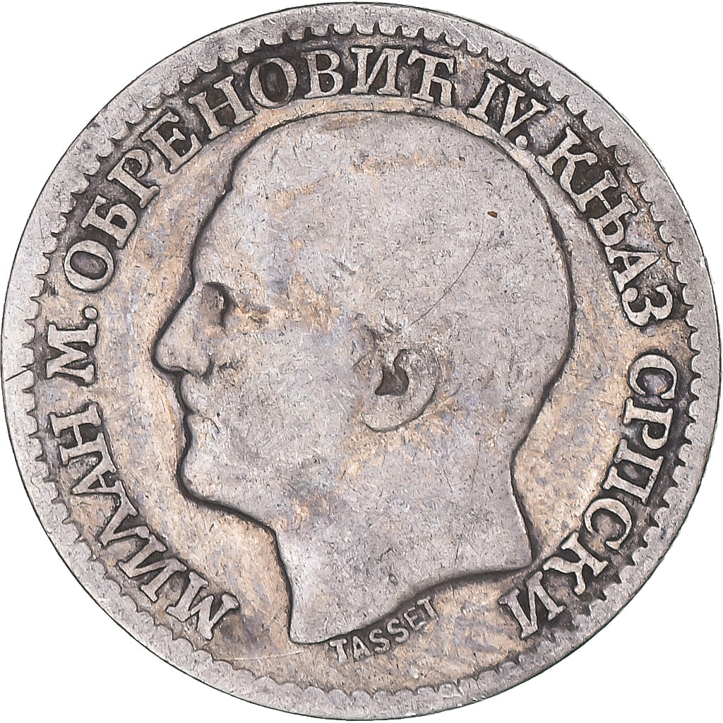 Monnaie, Serbie, 50 Para, 1879, Milan Obrenovich IV., TB+, Argent, KM:9