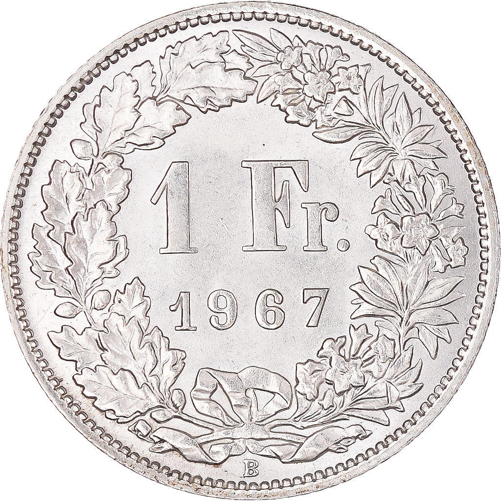 Coin, Switzerland, Franc, 1967, Bern, MS(63), Silver, KM:24
