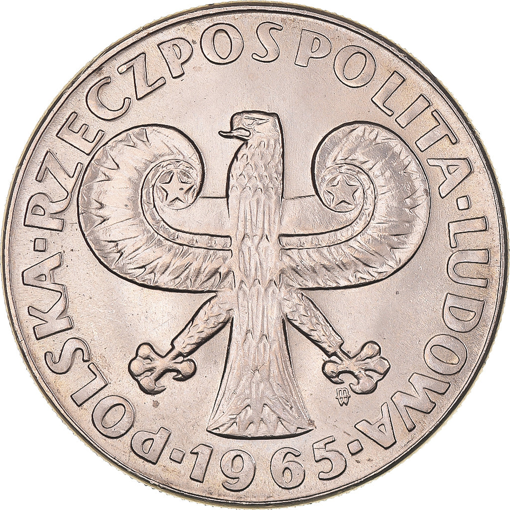 Coin, Poland, 10 Zlotych, 1965, Warsaw, AU(50-53), Copper-nickel, KM:55