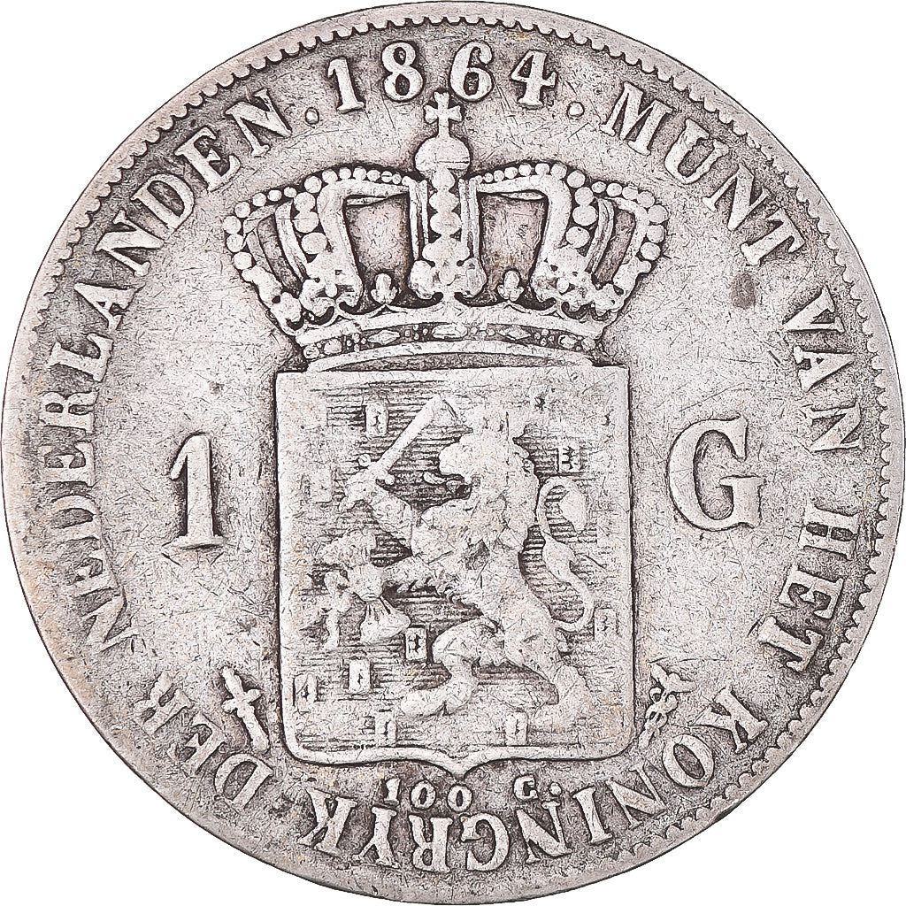 Moneta, Paesi Bassi, William III, Gulden, 1864, MB+, Argento, KM:93
