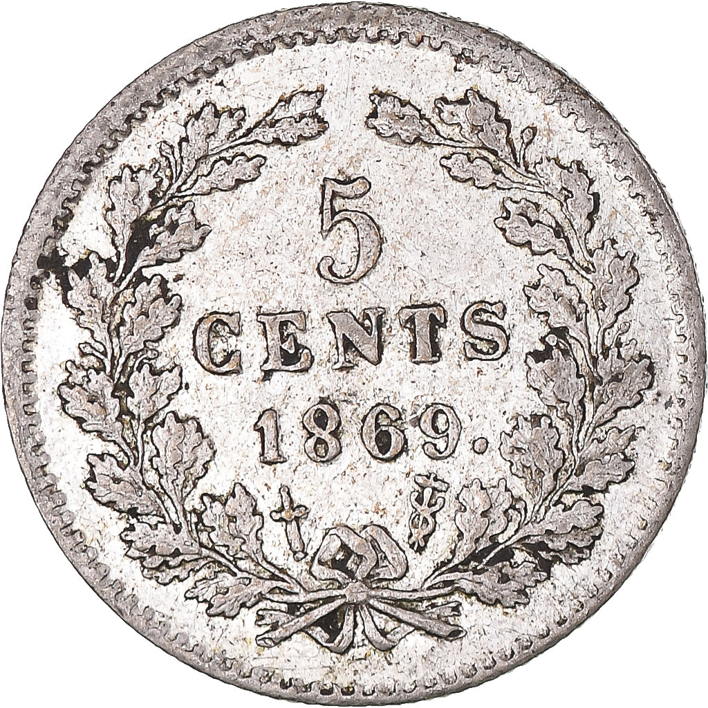 Munten, Nederland, William III, 5 Cents, 1869, ZF, Zilver, KM:91