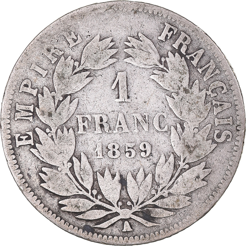 Monnaie, France, Napoleon III, Napoléon III, Franc, 1859, Paris, TB, Argent