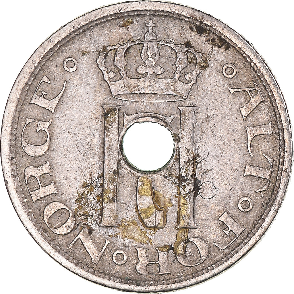 Moneta, Norvegia, Haakon VII, 25 Öre, 1923, BB, Rame-nichel, KM:382