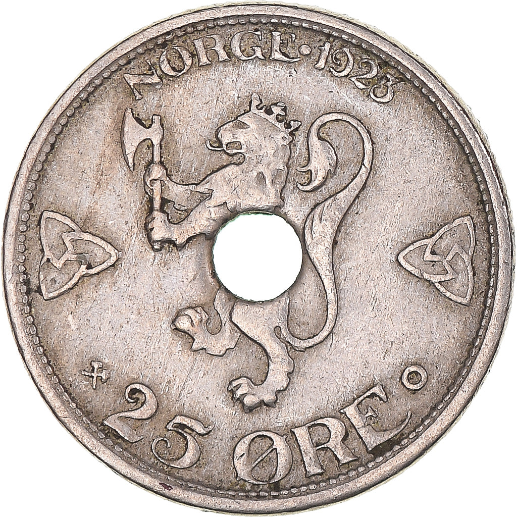Moneta, Norvegia, Haakon VII, 25 Öre, 1923, BB, Rame-nichel, KM:382