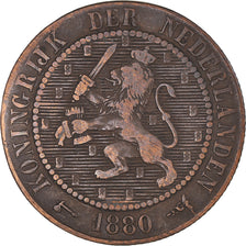 Coin, Netherlands, 2-1/2 Cent, 1880, VF(30-35), Bronze, KM:108