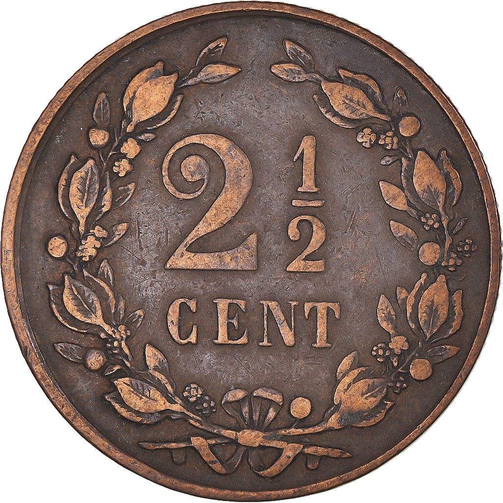 Coin, Netherlands, 2-1/2 Cent, 1880, VF(30-35), Bronze, KM:108